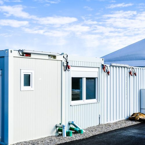 new gray mobile home container